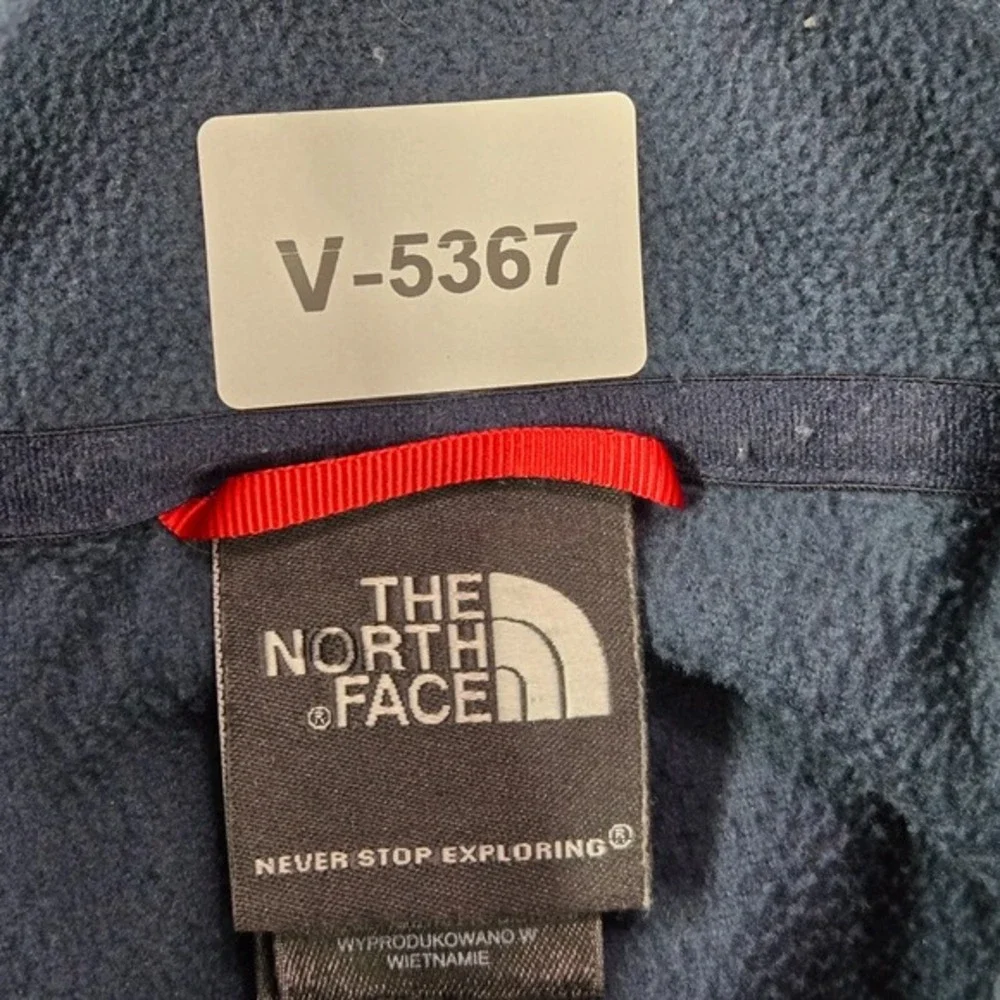 The North Face Men Sweater Medium Blue Fleece Logo 1/4 Zip‎ Mock Neck